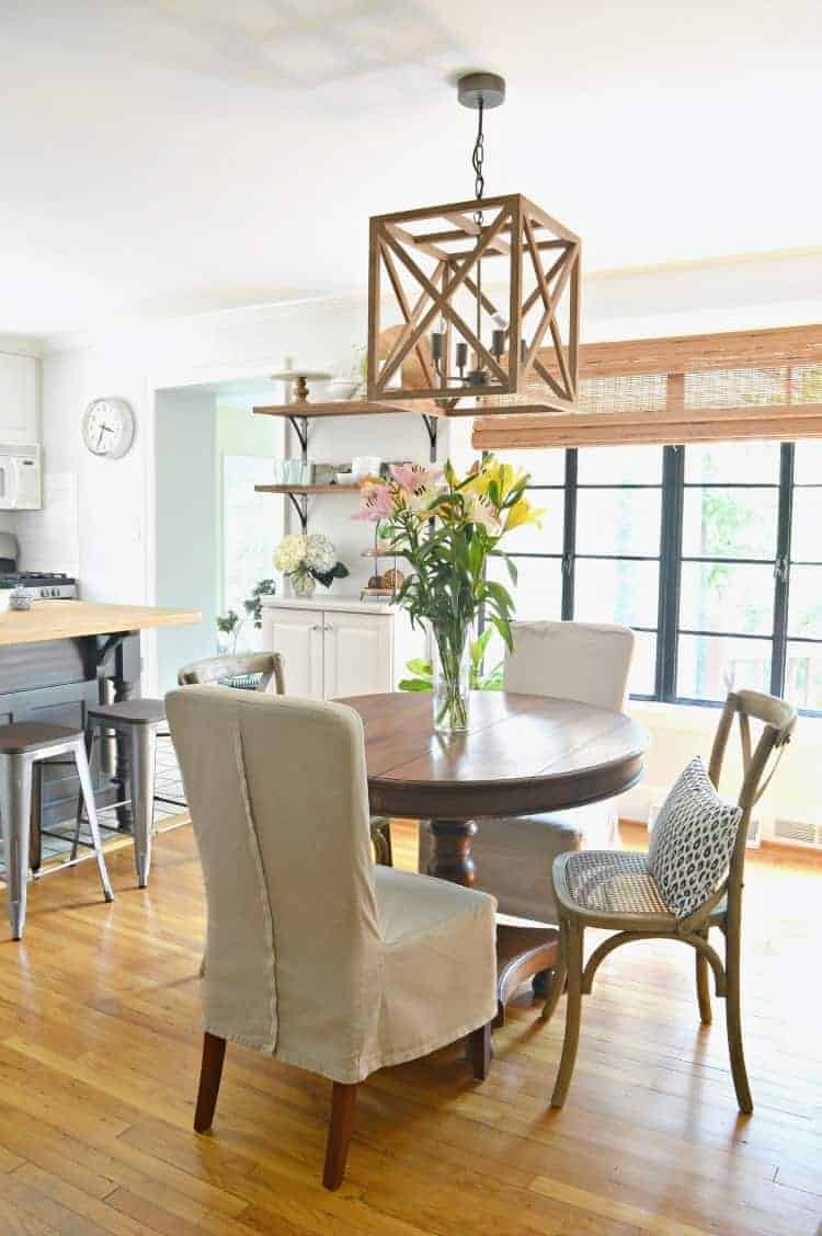 A few updates in our small dining area, including the addition of new dining chairs and the removal of a well-used jute rug. Chatfield Court