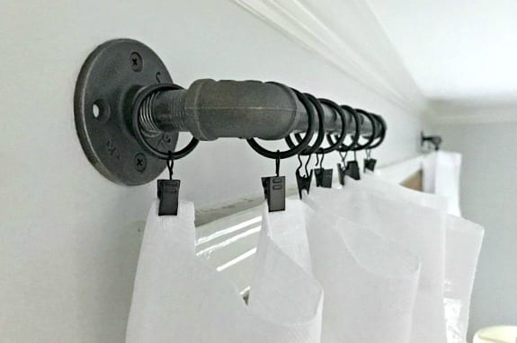 curtain hanging on DIY pip curtain rod