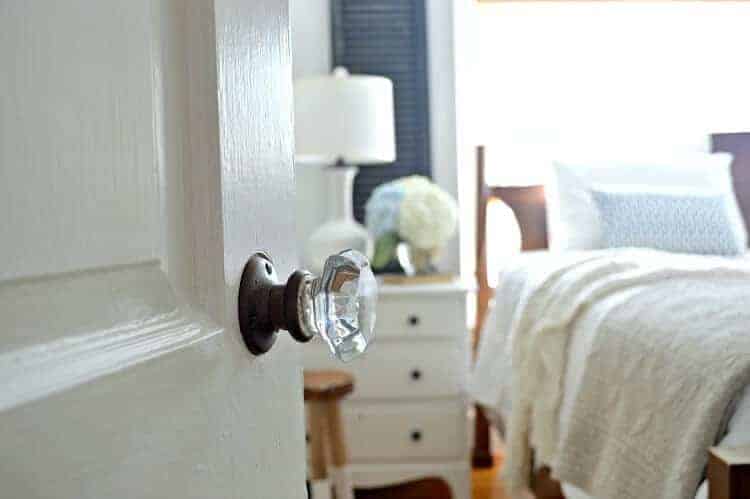 After old wooden shutters were hung on the master bedroom wall.