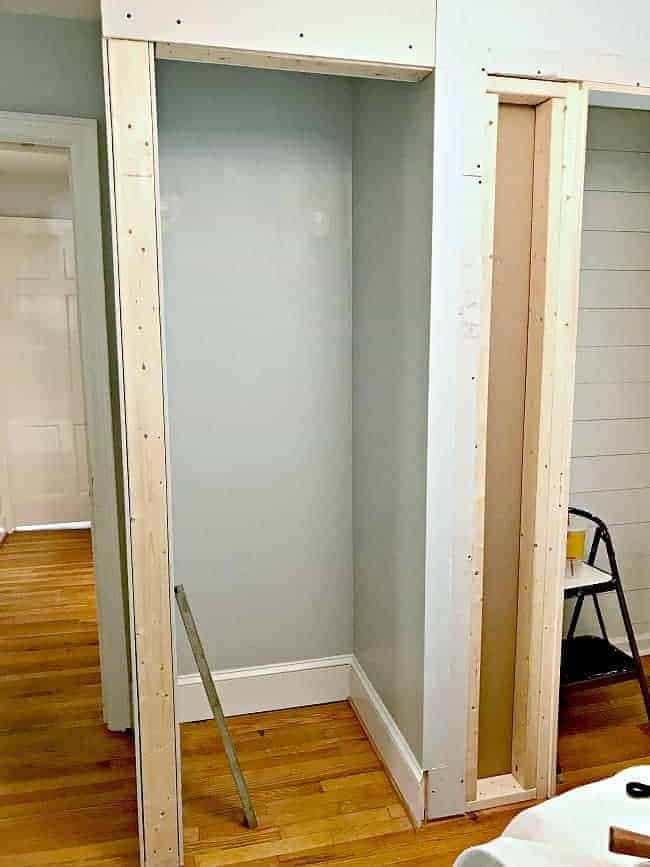 Framing and sheetrock complete on small closet in a guest bedroom.