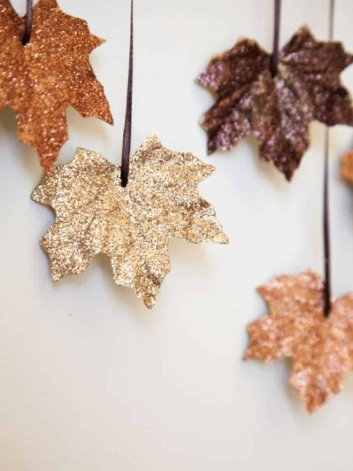 hanging fall glitter leaves