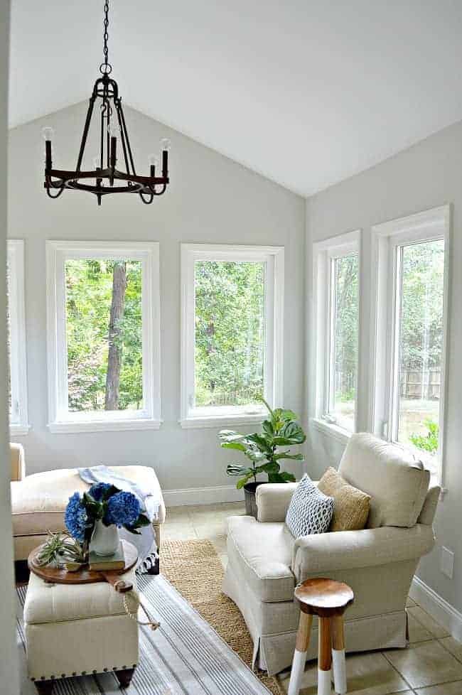 Ideas on doing a small sunroom makeover in stages. 