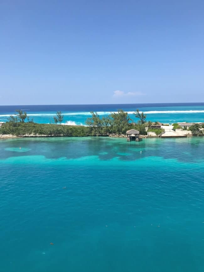 Beautiful blue ocean water in Nassau, Bahamas.