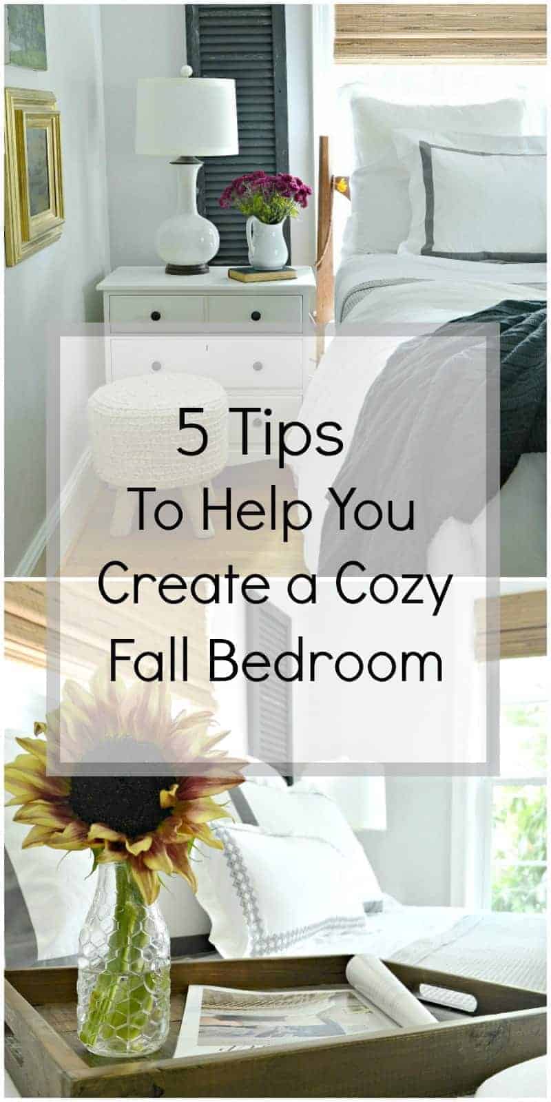 5 tips and ideas to help you create the most comfortable and cozy bedroom for fall by adding beautiful linens, layers, pillows and texture.