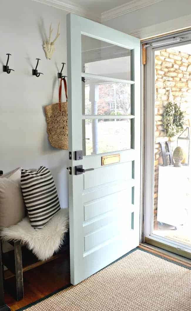 farmhouse style blue painted front door