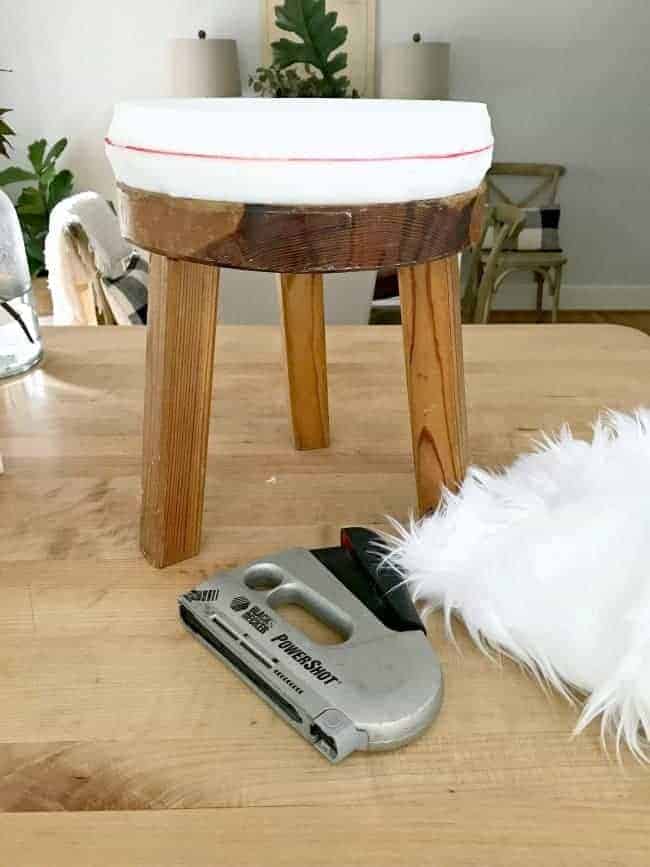 foam on wood stool seat