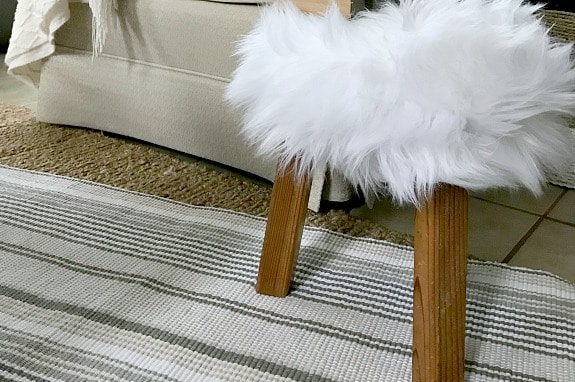 DIY Ottoman with Faux Fur