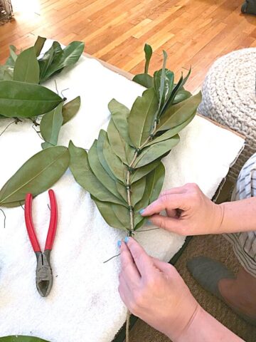 creating a magnolia leaf garland