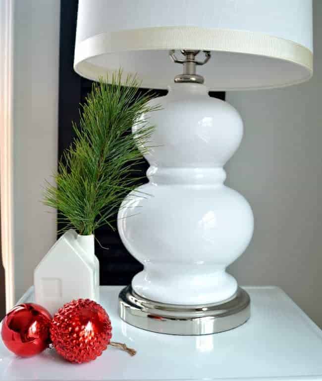 christmas bedroom nightstand and lamp