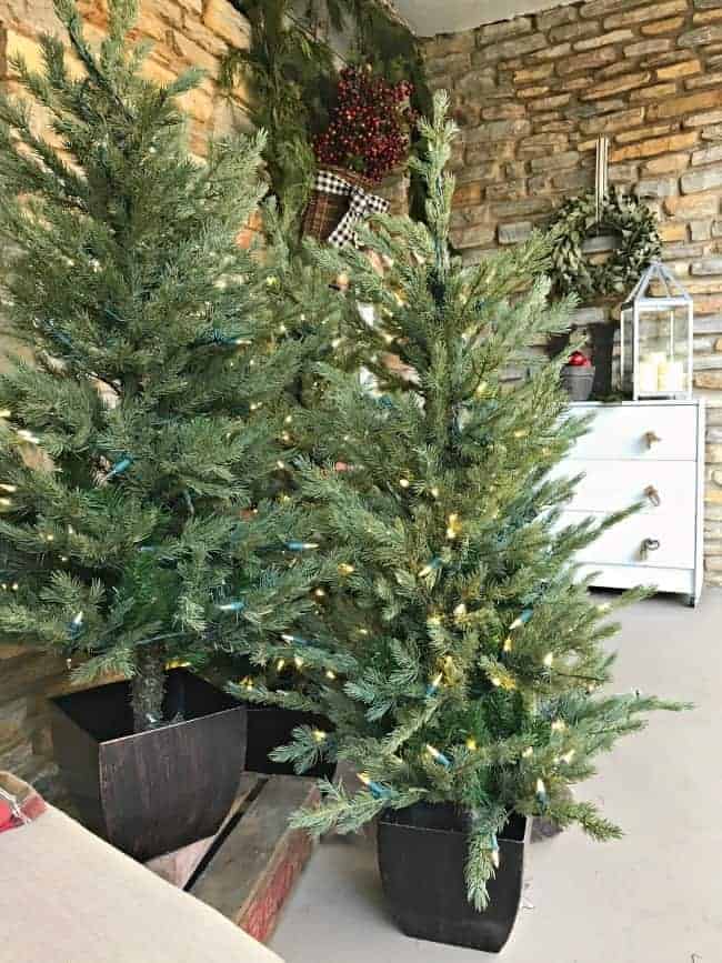  front porch potted faux trees