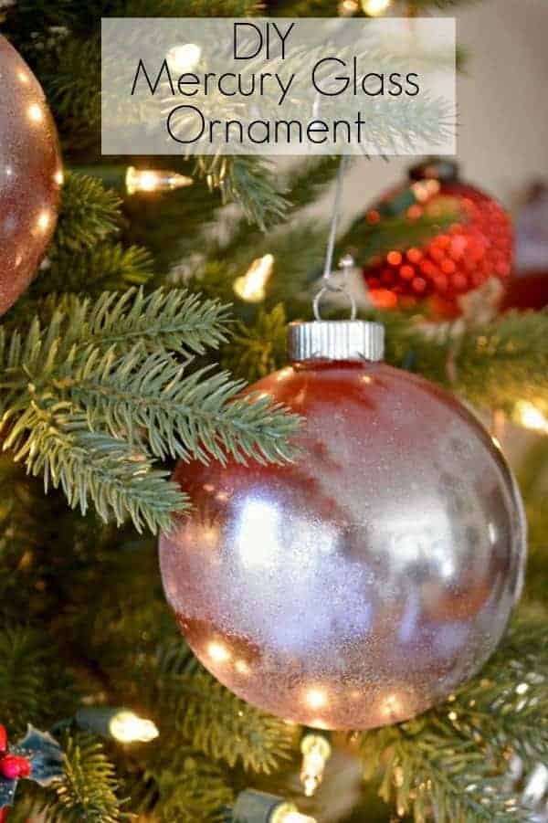 A great and easy Christmas ornament idea using red spray paint and mirror effect spray paint to create a mercury glass ornament. 