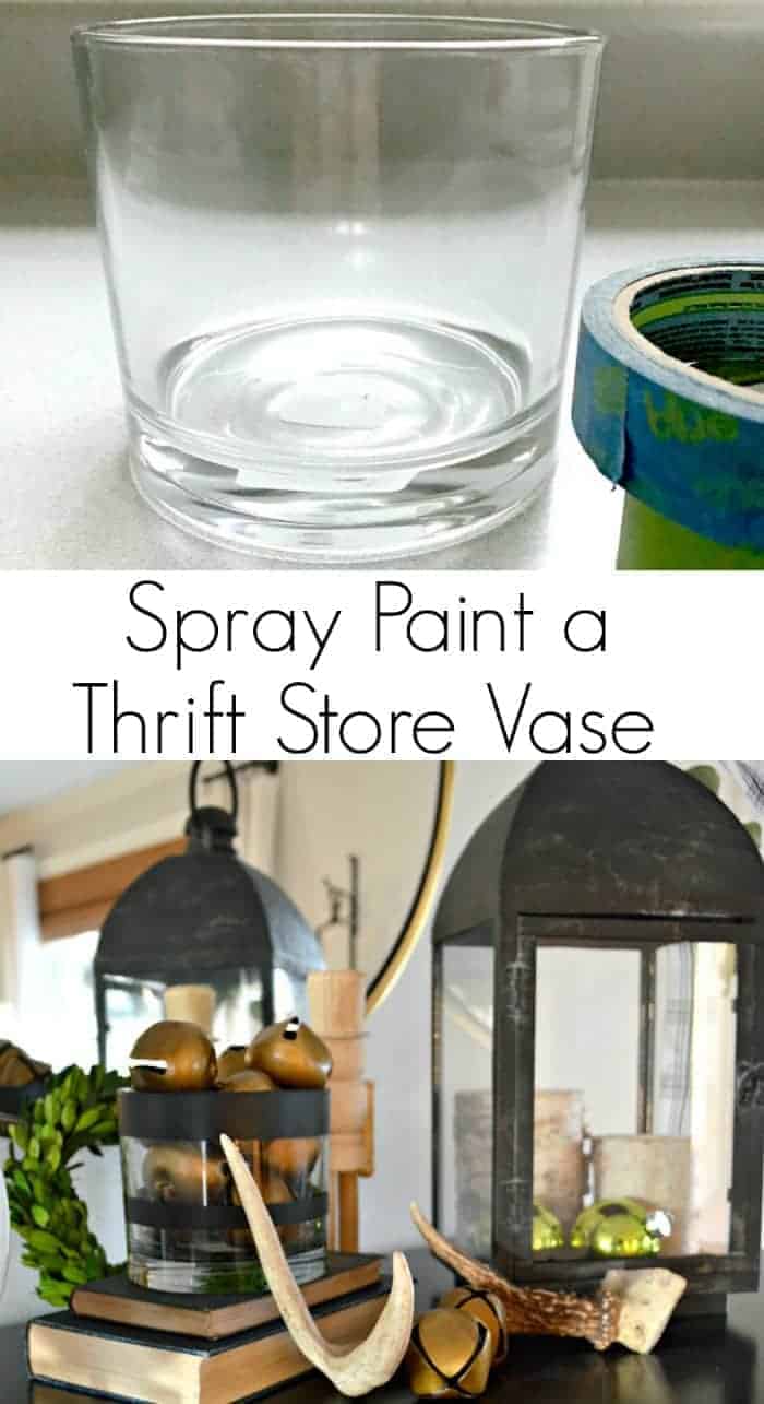 A simple and inexpensive DIY spray paint glass vase with black paint. Love this easy decor idea!