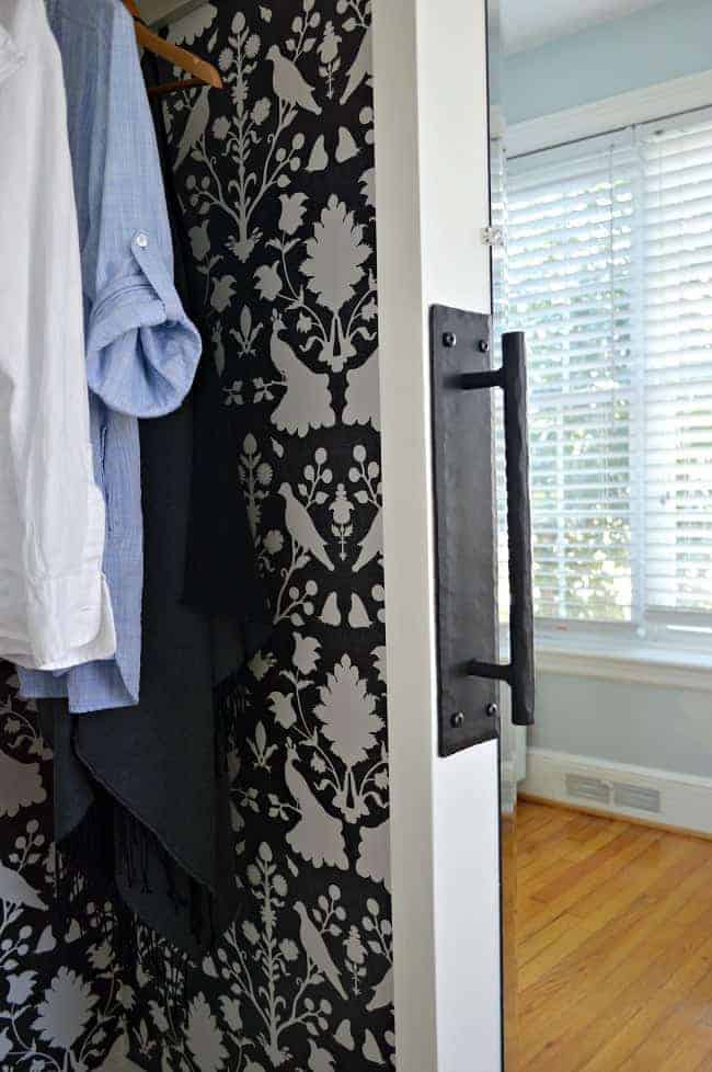 DIY sliding barn door with mirror and iron handle