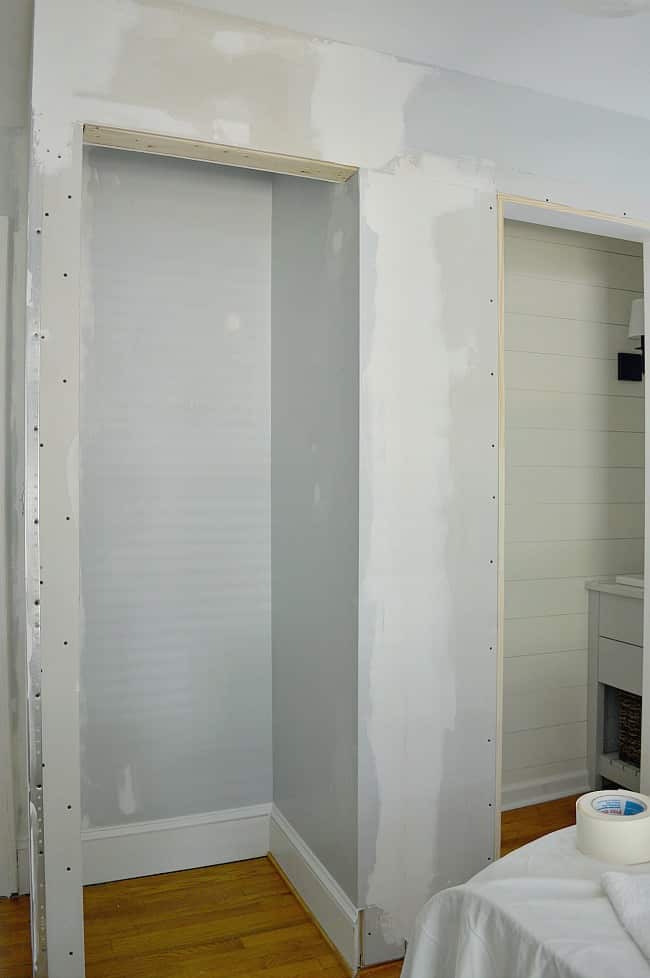 sheetrocked bedroom closet