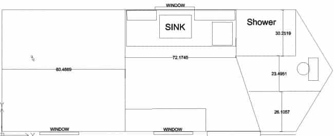 floor plan for inside of cargo trailer conversion