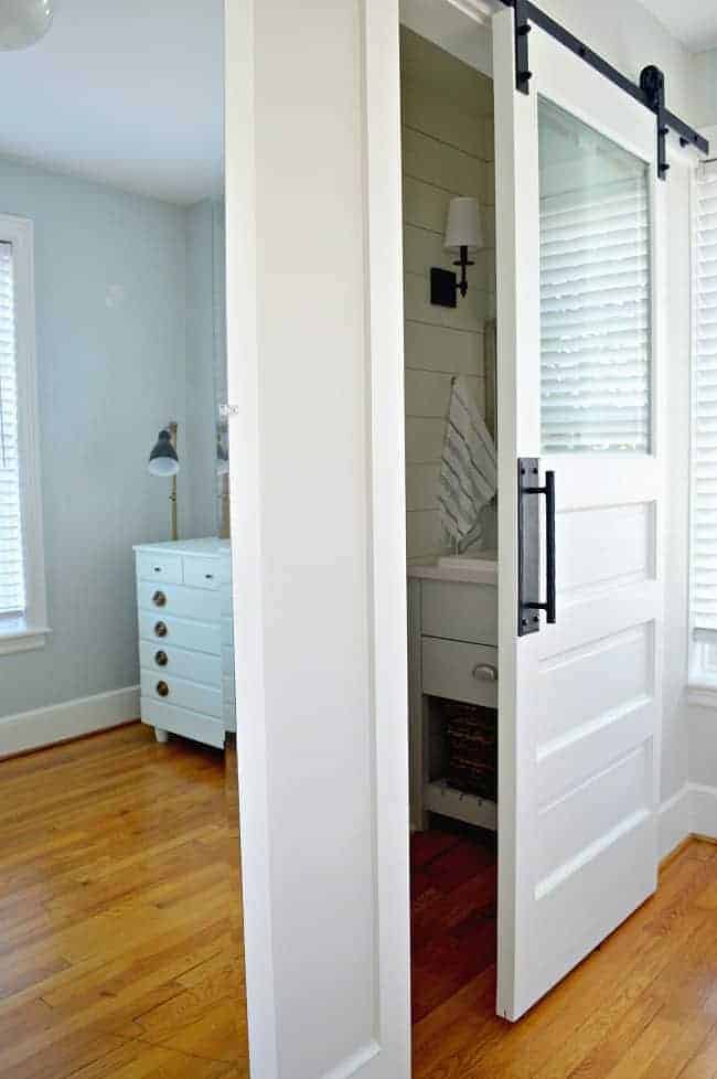 mirrored closet door and powder room door