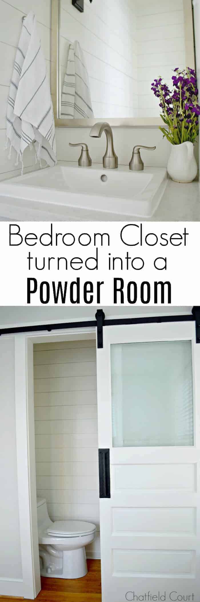 sink in powder room and door of powder room with graphic