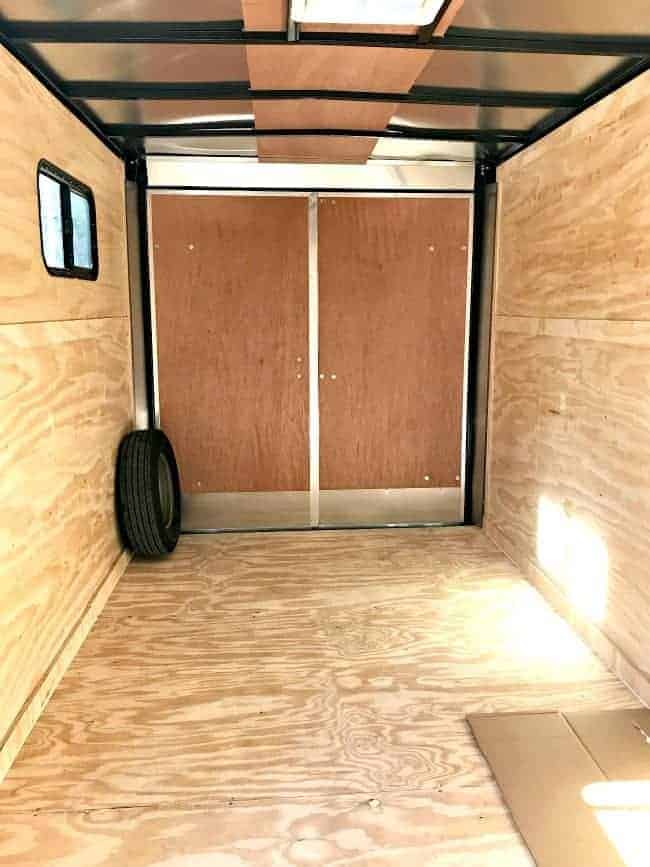 metal ceiling in back of RV before wood plank ceiling installed