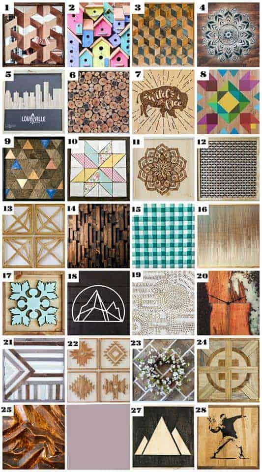 collage of wood wall projects