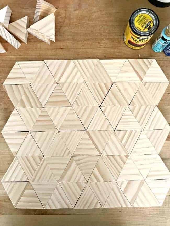 pine triangles put together in a square shape