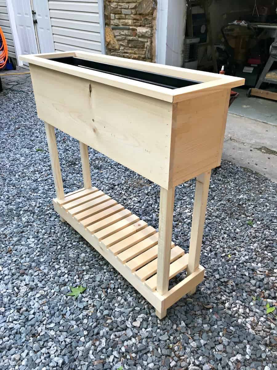 DIY wood planter complete and ready for stain