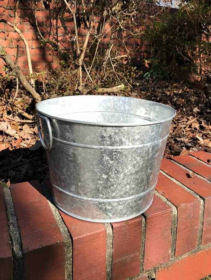 galvanized bucket used to make a DIY succulent planter