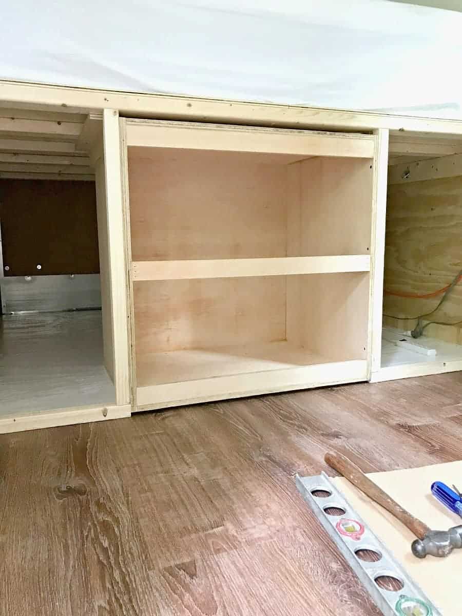 under the bed storage cabinet for our RV renovation 