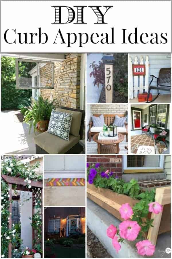 collage of 9 DIY curb appeal ideas