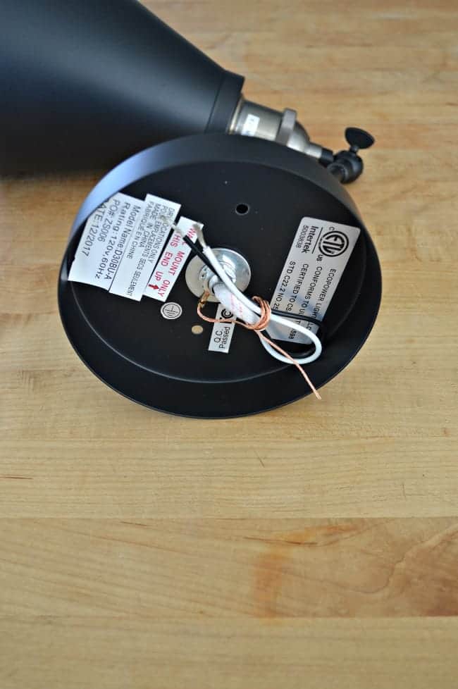 How to Make a DIY Wireless Wall Sconce Wires Image wires on the bottom of wall sconce