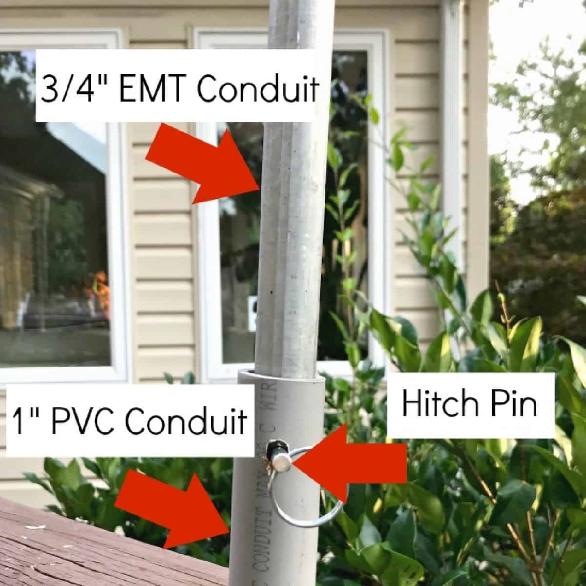 A pole for a bird feeder