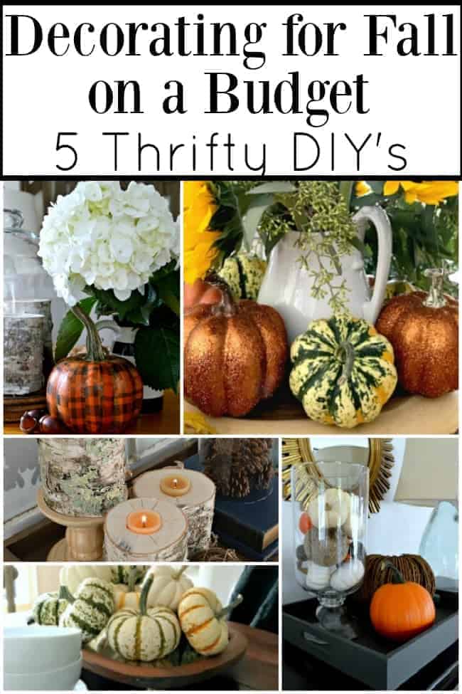 collage of thrifty fall DIY projects