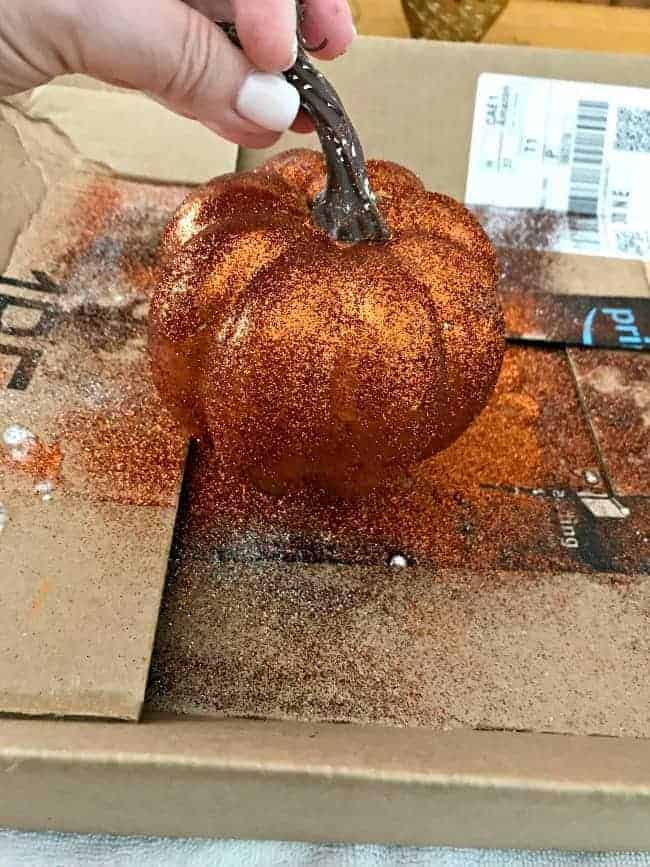 DIY glitter pumpkin on box