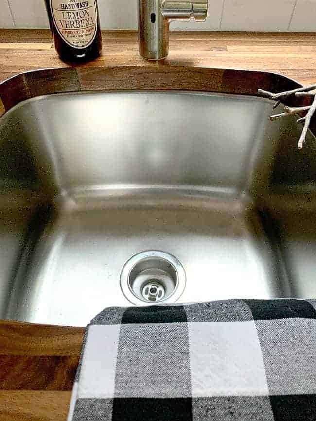 deep stainless steel kitchen sink and buffalo check towel for rv remodel update
