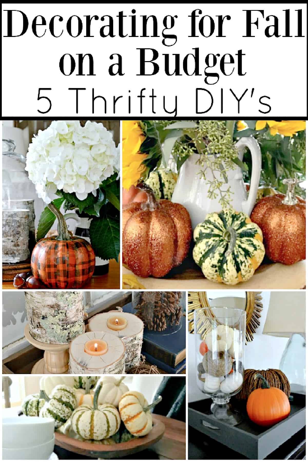collage of thrifty fall DIY projects