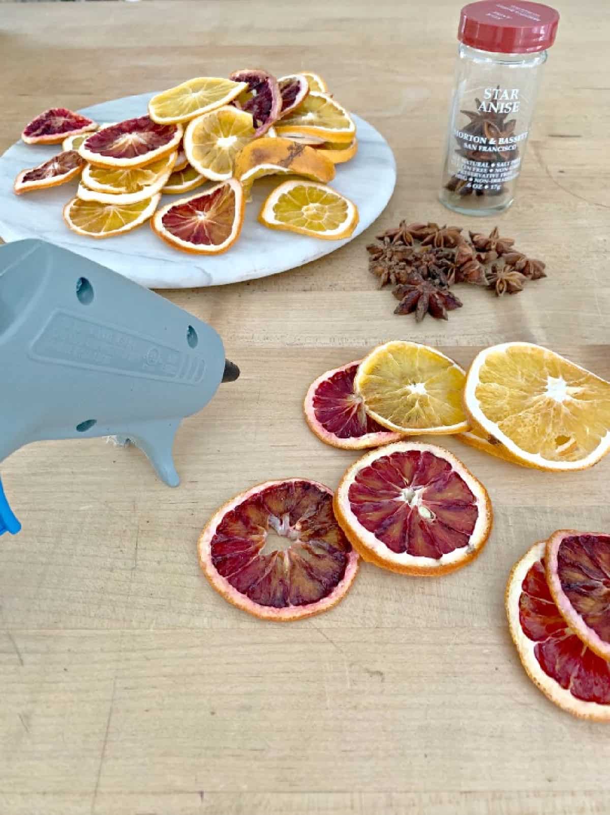 DIY Dried Orange Slice Ornaments shot star anise and dried orange slices