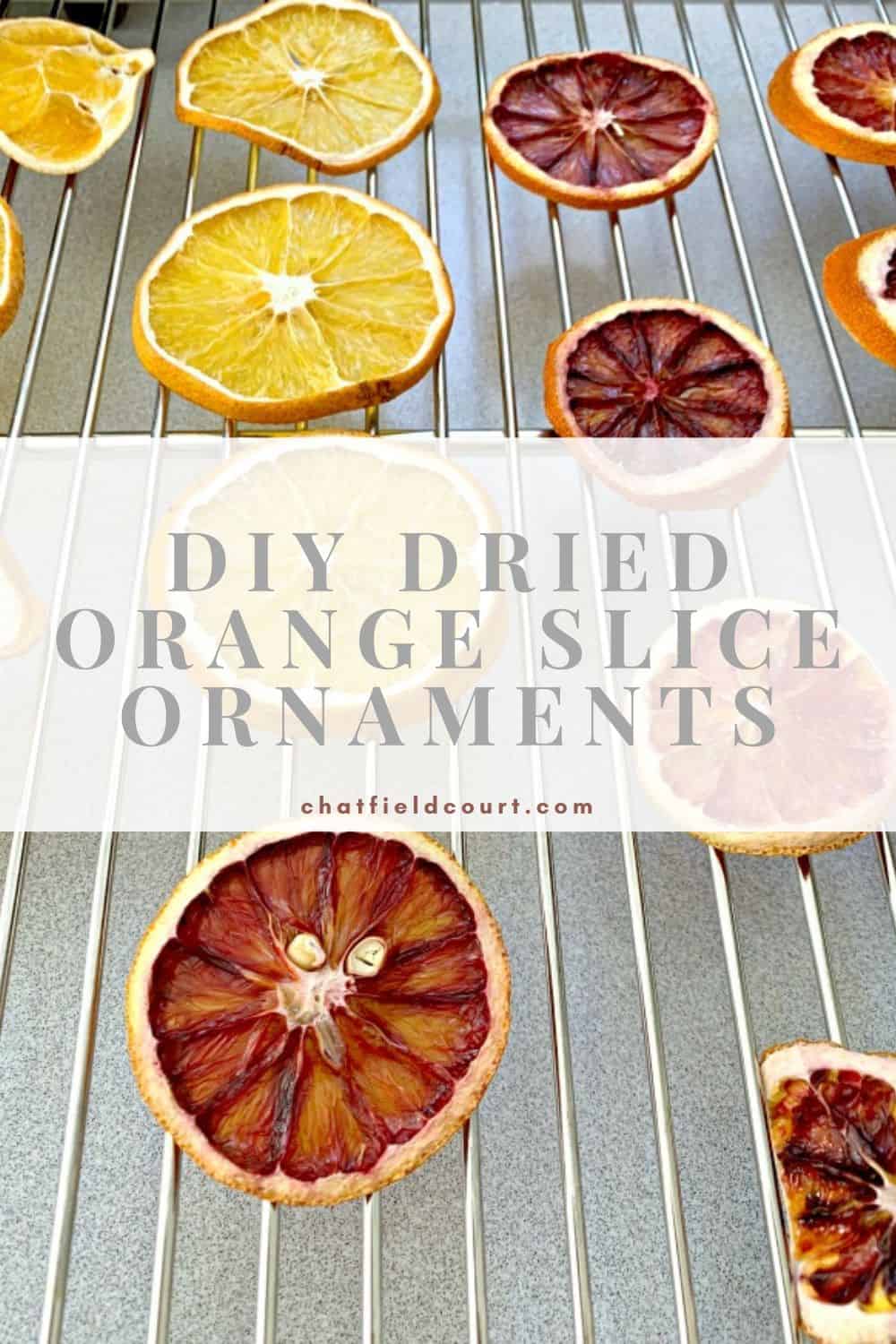 dried orange slices on drying rack
