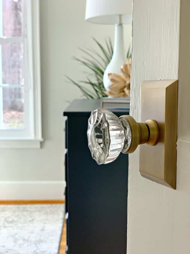 glass and brass doorknob for guest bedroom makeover. 