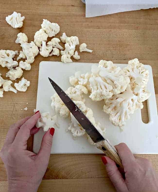 cutting cauliflower