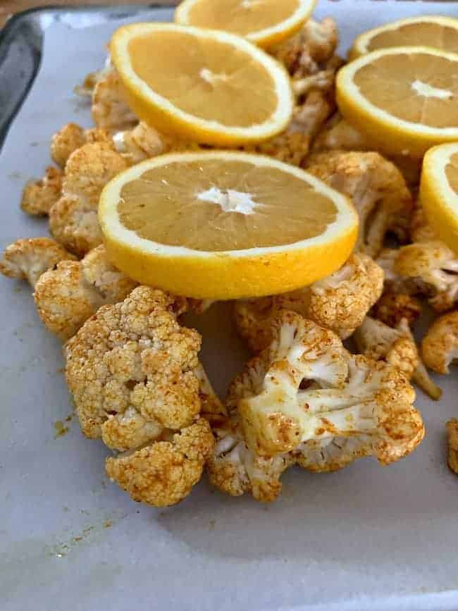 A plate of  Roasted cauliflower and Paprika