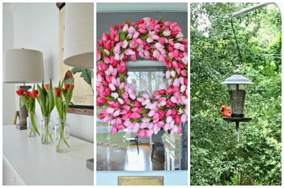 pik tulip wreath hanging on a door