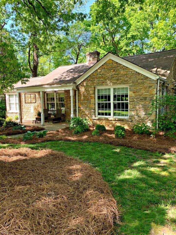 front view of stone cottage