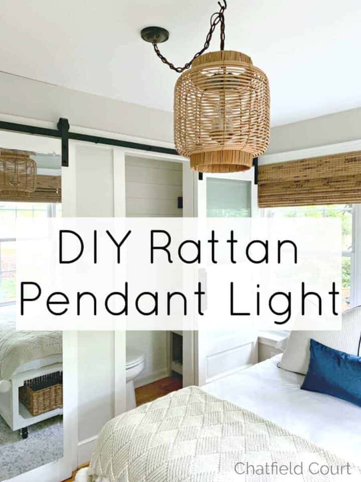 DIY rattan pendant light in bedroom
