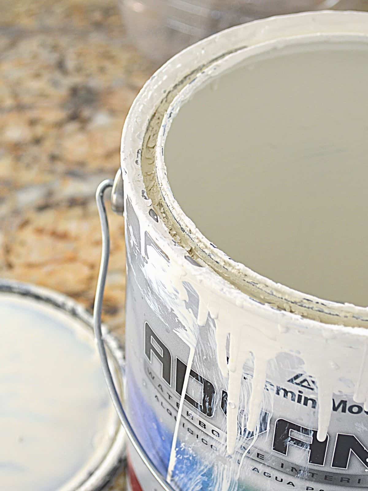 close up of white paint can 