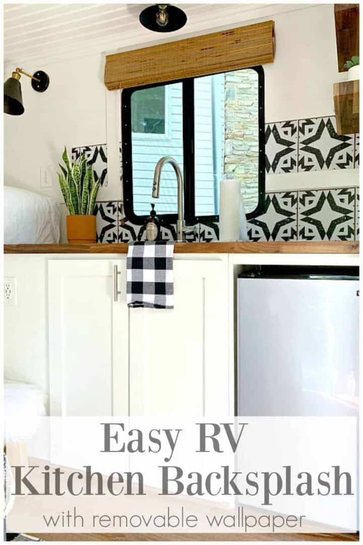 removable wallpaper on RV kitchen backsplash