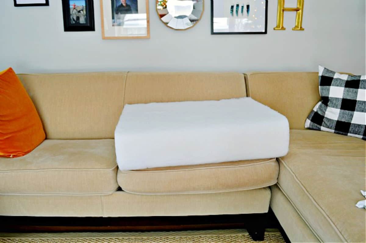 new couch cushion foam on top of sagging cushion