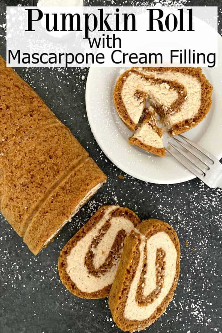 sliced pumpkin roll on black board