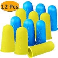 Silicone Finger Protectors 12 Pieces Finger Protectors Hot Glue Gun Finger Caps for HotGlue Sewing Wax Rosin Resin Honey Adhesives Scrapbooking in 3 Sizes(Yellow and Blue)