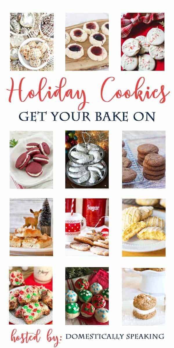 collage with different holiday cookies and a large logo