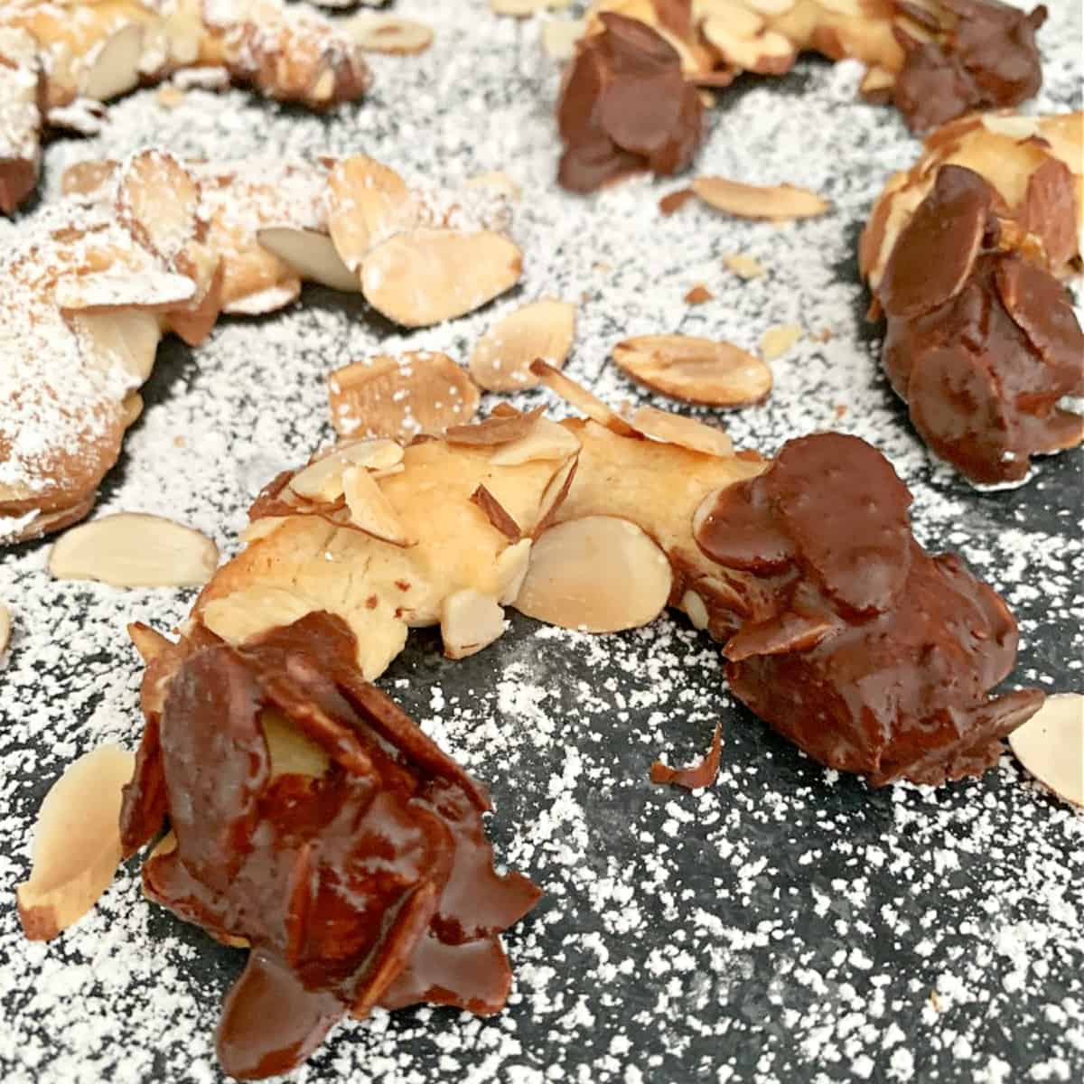 Almond Horn Cookies Dipped in Chocolate