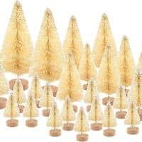 KUUQA 48 Pcs Mini Christmas Trees Bottle Brush Trees Tabletop Model Trees for Christmas Decoration DIY Room Decor Diorama Models (White)